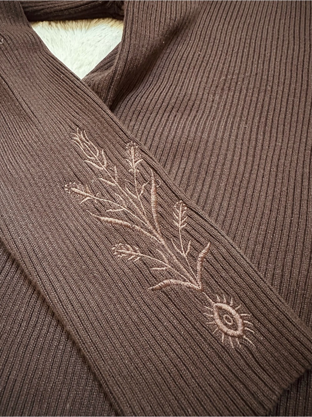 Disturbia Cybele Embroidered Button Up Ribbed Knit Cardigan - Picture 4 of 4